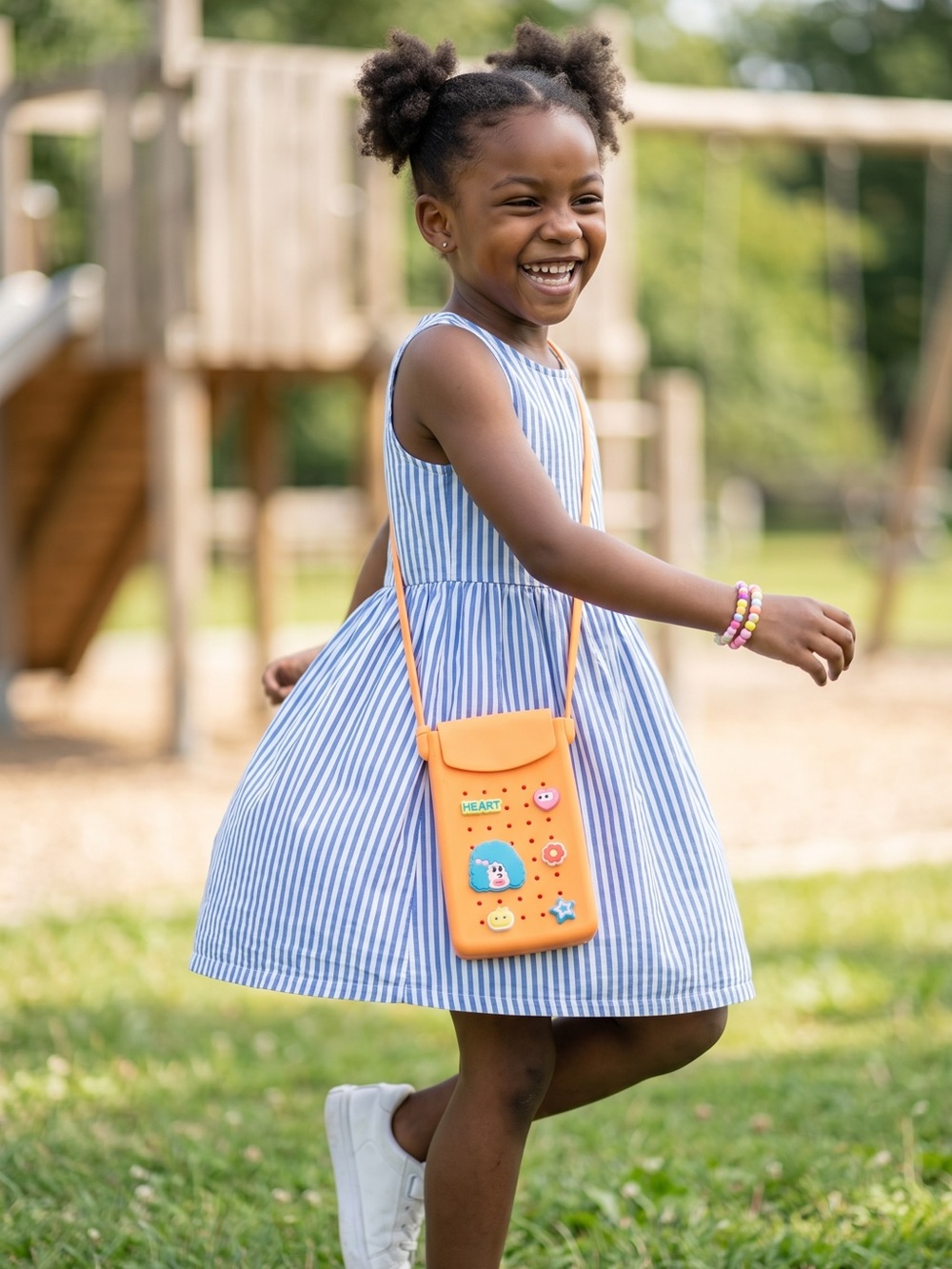 Kids Orange Crossbody Phone Bag - Cute Silicone Purse
